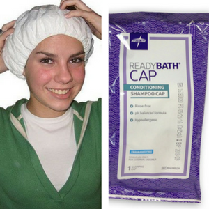 READYBATH - No-rinse Shampoo Cap with Conditioner with Girl Using No Rinse Shampoo Cap