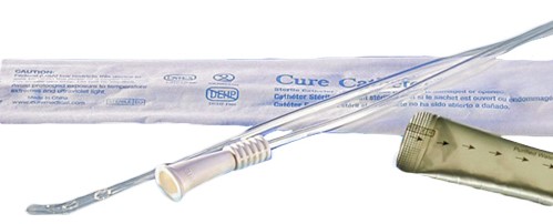 Cure  Coude Tip Hydrophilic Intermittent Catheter with Funnel End