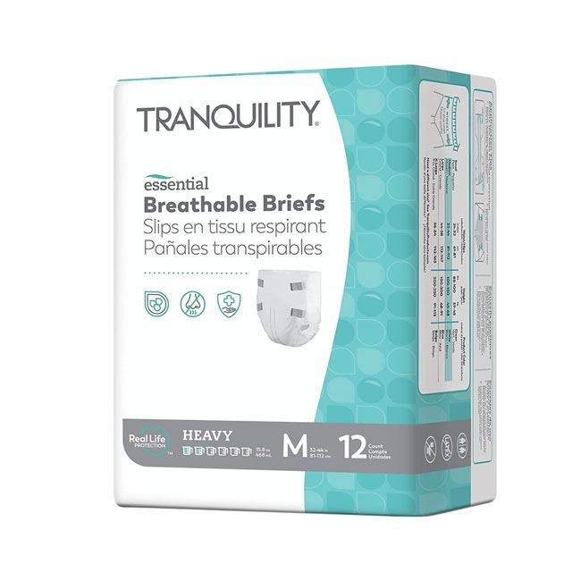Tranquility Essential Breathable Brief - Adult Diaper with Tabs Heavy  Absorbency Medium (32 - 44) - Bag of 12
