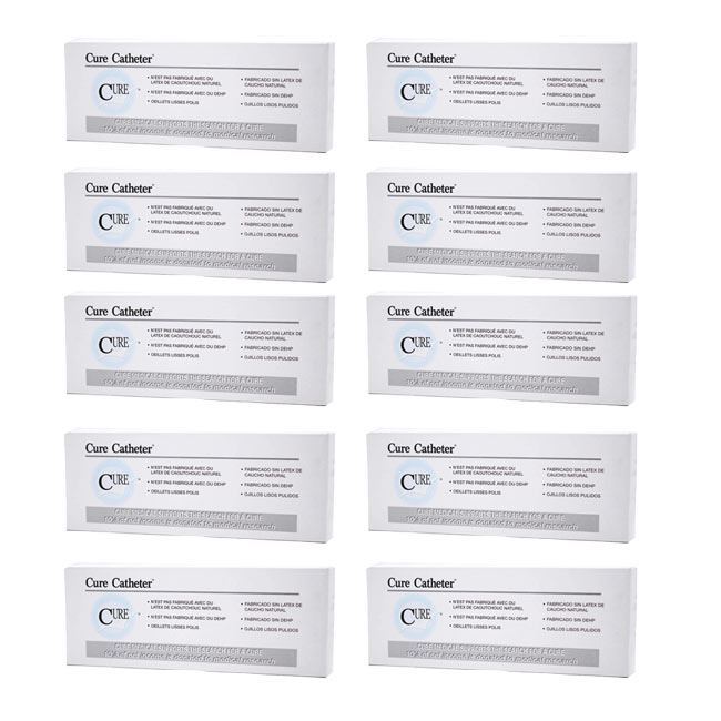 Cure - 16" Straight Catheter 14 Fr - Case of 10 Boxes