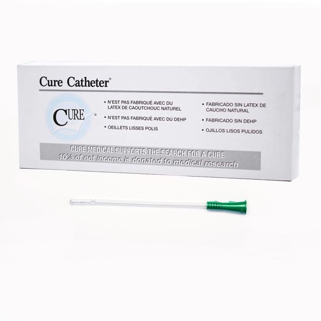 Cure - 6" Female Catheter with Funnel End 14 Fr - Box of 30