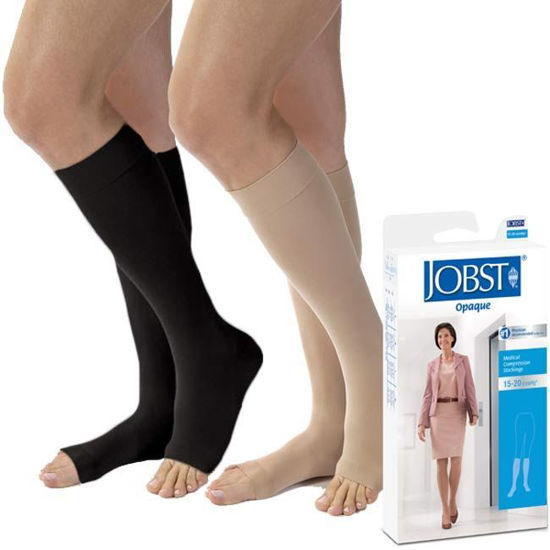 Picture of Jobst Opaque - Women's Knee High 15-20mmHg Compression Support Stockings (Open Toe)