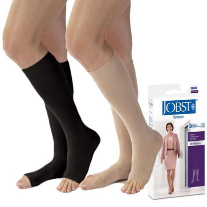 Picture of Jobst Opaque - Women's Knee High 30-40mmHg Compression Support Stockings (Open Toe)