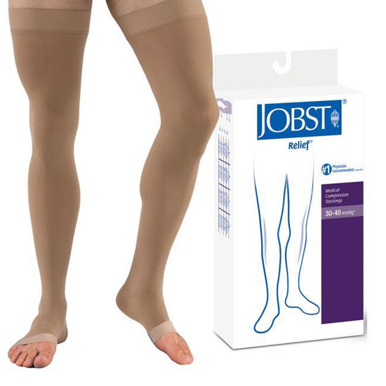 Picture of Jobst Relief - Thigh High 30-40mmHg Compression Support Stockings (Open Toe)