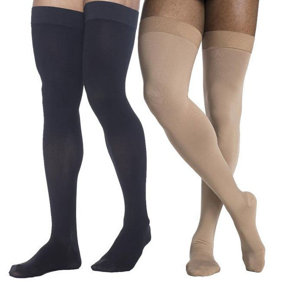 Picture of Sigvaris Dynaven Medical Legwear - Men's Thigh High 20-30mmHg Compression Support Stockings (with Grip Top)