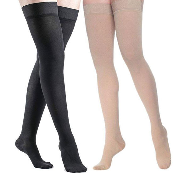 Picture of Sigvaris Dynaven Medical Legwear - Women's Thigh High 20-30mmHg Compression Support Stockings (Grip Top)