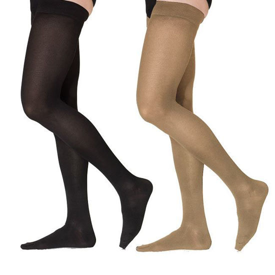 Picture of Sigvaris Cotton Ribbed - Men's Thigh High 20-30mmHg Compression Support Stockings (Grip Tops)