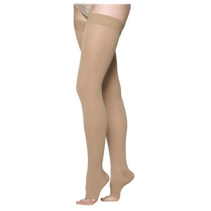 Picture of Sigvaris Cotton Ribbed - Thigh High 20-30mmHg Compression Support Stockings (Open Toe/Grip Tops)