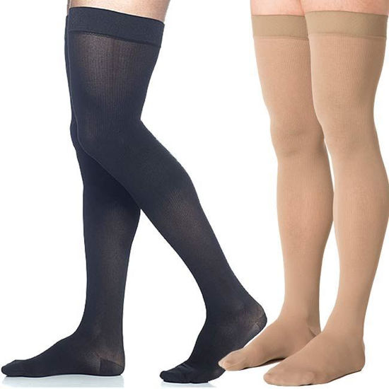 Picture of Sigvaris Microfiber - Men's Thigh High 30-40mmHg Compression Support Stockings