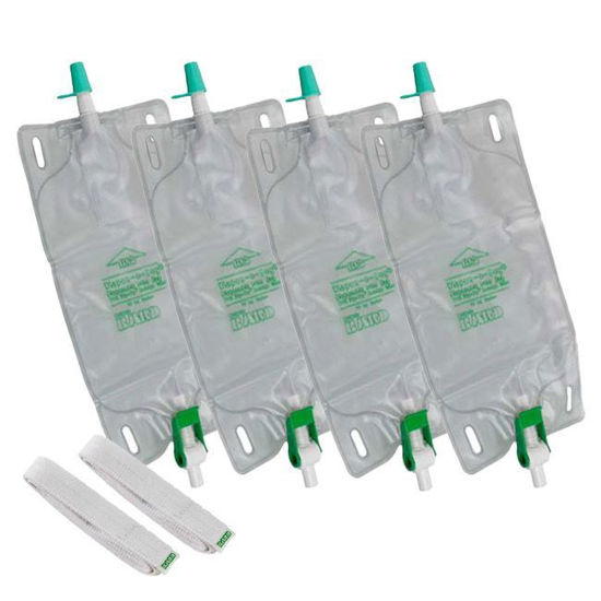 Picture of Bard Dispoz A Bag - 4 Urinary Leg Bags with Flip-Flo Valve and 1 Pair of Fabric Straps