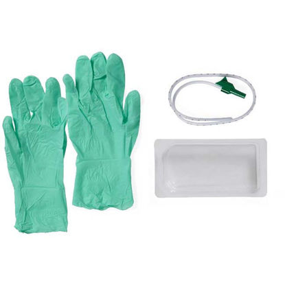 Picture of Medline Open Suction Mini Tray with 14 Fr Catheter and Gloves