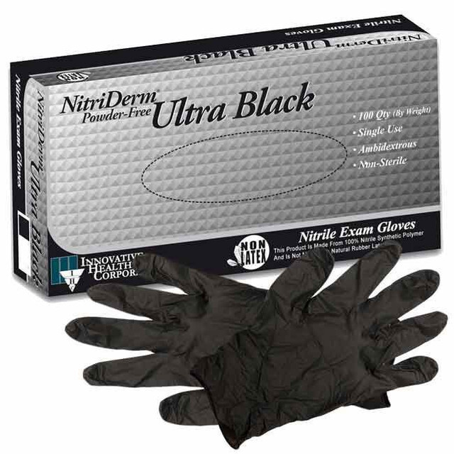 Innovative NitriDerm Ultra Black Synthetic Nitrile Exam Gloves
