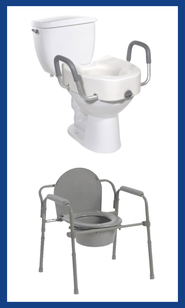 Drive's Raised Toilet Seat with Arms and Dynarex's Commode Chair Drive's Raised Toilet Seat with Arms and Dynarex's Commode Chair