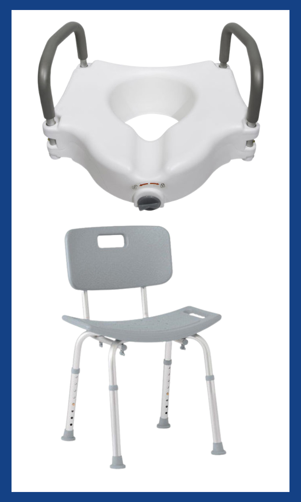McKesson's Raised Toilet Seat and Medline's Bath Chair McKesson's Raised Toilet Seat and Medline's Bath Chair